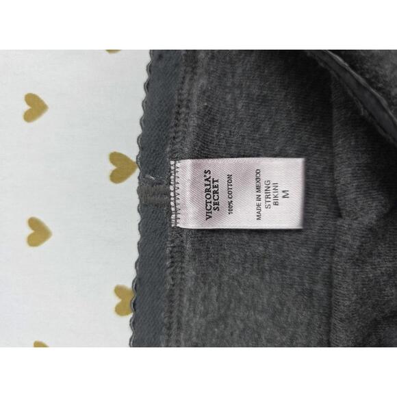 VIctorias Secret VINTAGE 100% Cotton String Bikini Grey MEDIUM VTG - Picture 3 of 5